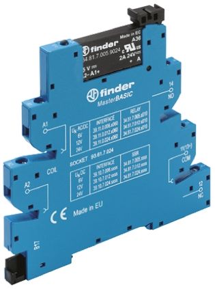 Finder Series 39 Halbleiter-Interfacerelais, 6 A Max., DIN-Schienen 9,6 V Dc Min. 24 V Dc Max. / 13,2 V Dc Max. DC