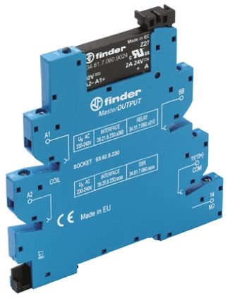 Finder Series 39 Series Solid State Interface Relay, 26.4 V Dc Control, 6 A Load, DIN Rail Mount