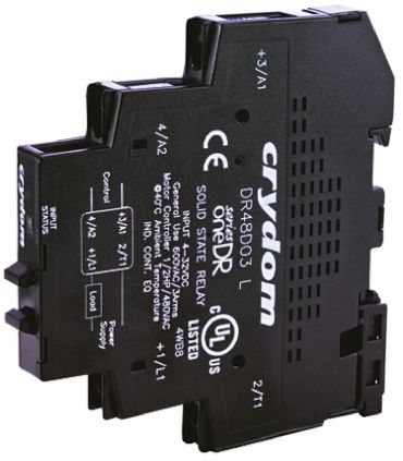 Sensata / Crydom Halbleiter-Interfacerelais, 3 A Max., DIN-Hutschiene 4 V Dc Min. 600 V Ac Max. / 32 V Dc Max.
