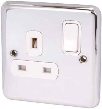 1907ch Deta Polished Chrome 1 Gang Plug Socket 2 Poles 13a