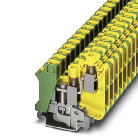 Phoenix Contact Bloc De Jonction Rail DIN à Fusible UK 10-TWIN-PE, A Visser, Vert/Jaune