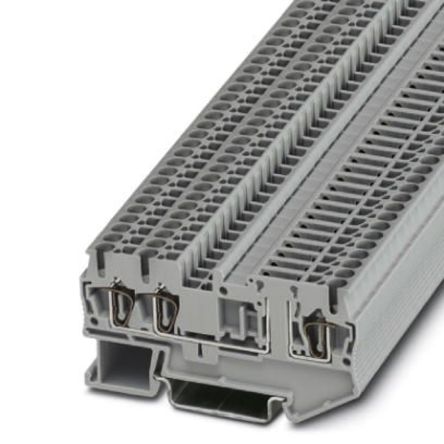 Phoenix Contact ST 2.5-TWIN-TG Series Grey DIN Rail Terminal Block, Single-Level, Spring Clamp Termination