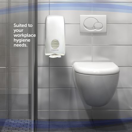 Kimberly Clark Kunststoff Toilettenpapierspender Einfach, Weiß, 170mm X 350mm X 380mm, Aquarius, Wandmontage
