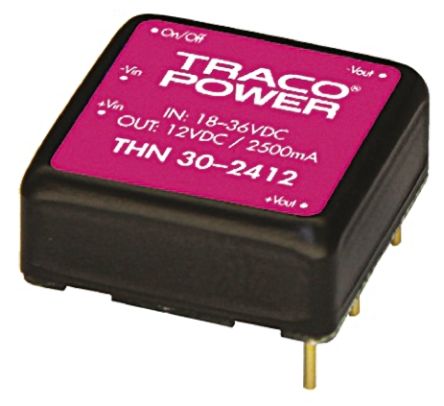 TRACOPOWER THN 30 DC/DC-Wandler 30W 24 V Dc IN, ±12V Dc OUT / ±1.25A 1.5kV Dc Isoliert