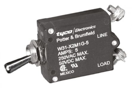 TE Connectivity Disjoncteur Thermique W31, 5A, 1 Pôle, 50 V Dc, 240V C.a.