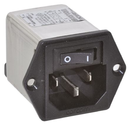 TE Connectivity C14 IEC Filter Stecker Mit 1-Pol Schalter, 250 V Ac / 15A, Tafelmontage / Flachsteck-Anschluss