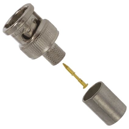 TE Connectivity 221185 Series, Plug Cable Mount BNC Connector, 75Ω, Crimp Termination, Straight Body