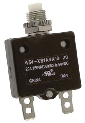 TE Connectivity 热断路器, W54 系列, 20A, 1 极