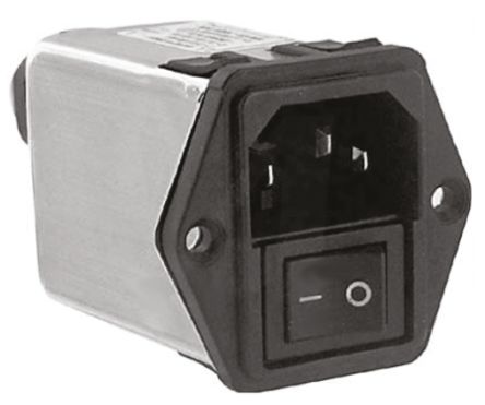 TE Connectivity C14 IEC Filter Stecker Mit 2-Pol Schalter, 250 V Ac / 6A, Snap-In / Kabelschuh-Anschluss