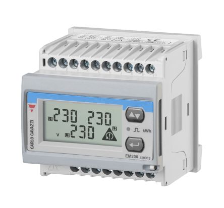 Carlo Gavazzi EM2172D Energiemessgerät LCD 68mm X 68mm, 7-stellig / 3-phasig, Impulsausgang