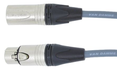 Van Damme Male 5 Pin XLR To Female 5 Pin XLR Cable, Grey, 10m