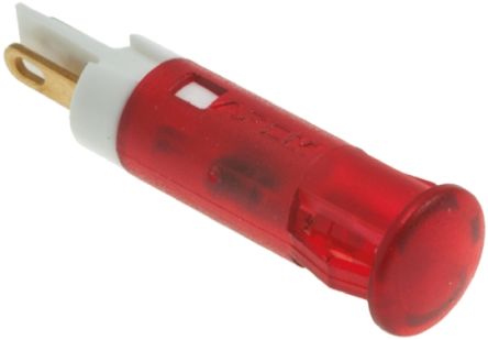 APEM Indicador LED, Rojo, Marco Rojo, Ø Montaje 6mm, 12V Dc, 20mA, 25mcd