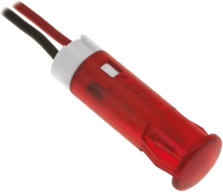 APEM Red Panel Mount Indicator, 24V Dc, 6mm Mounting Hole Size, Lead Wires Termination