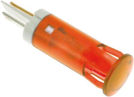 APEM LED Schalttafel-Anzeigelampe Orange 220V Ac, Montage-Ø 10mm, Faston, Lötfahne