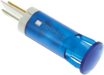 APEM Indicador LED, Azul, Marco Azul, Ø Montaje 10mm, 24V Dc, 20mA, 800mcd