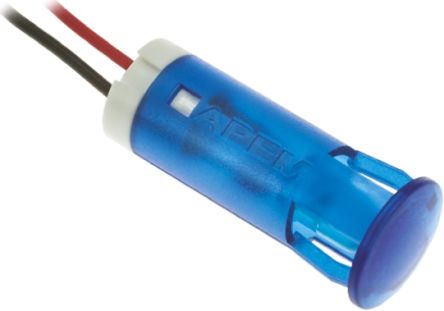 APEM LED Schalttafel-Anzeigelampe Blau 220V Ac, Montage-Ø 10mm, Leiter