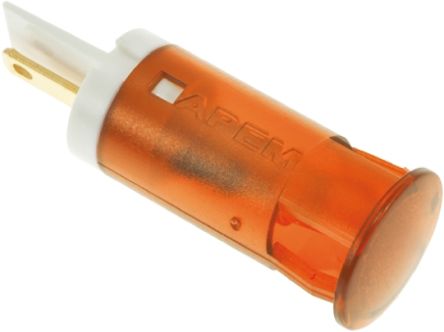 APEM LED Schalttafel-Anzeigelampe Orange 220V Ac, Montage-Ø 12mm, Faston, Lötfahne