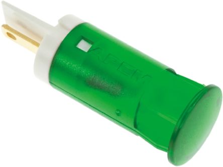 APEM Indicador LED, Verde, Marco Verde, Ø Montaje 12mm, 12V Dc, 20mA, 20mcd