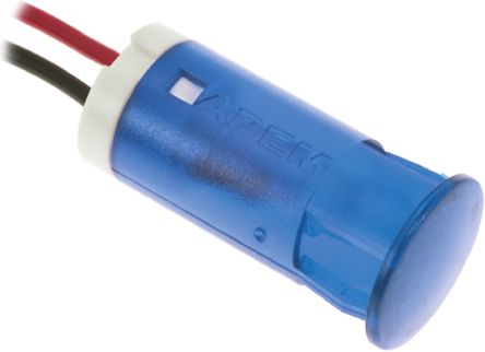 APEM LED Schalttafel-Anzeigelampe Blau 12V Dc, Montage-Ø 12mm, Leiter