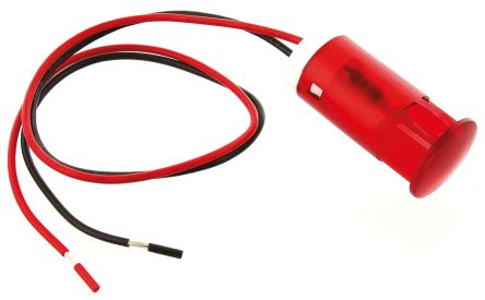 APEM 红色LED面板指示灯, 220V 交流, 3mA, 12mm安装孔径