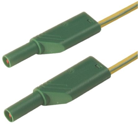 Hirschmann Test & Measurement Cable De Prueba Con Conector De 4 Mm Hirschmann De Color Verde, Amarillo, Macho-Macho, 1000V Ac/dc, 32A, 1m