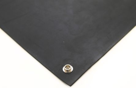 RS PRO 防静电橡胶垫, 用于地板, 1.2m x 600mm x 3mm, 电阻6.1 x 10,000Ω, 黑色