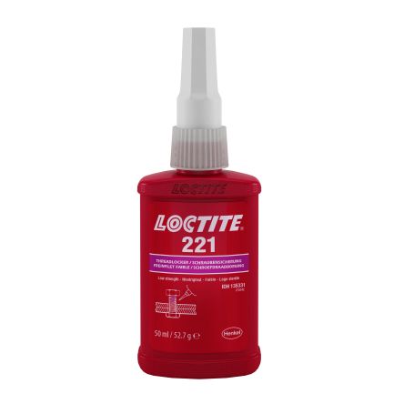 Loctite 221 Schraubensicherungsklebstoff Anaerob Flüssig Lila, Flasche 50 Ml, Schwach Aushärtend In 24 H