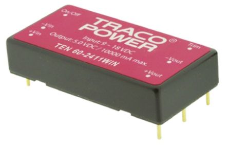 TRACOPOWER TEN 60WIN DC/DC-Wandler 60W 24 V Dc IN, ±15V Dc OUT / ±2A 1.5kV Dc Isoliert
