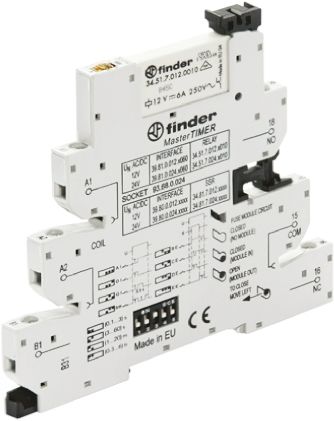 Finder 39 Series Interface Relais, 9.6V Ac/dc / 13.2V Ac/dc 12V Ac/dc, 1-poliger Wechsler DIN-Schienen 250 →