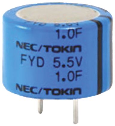 KEMET Supercondensateur, 1F, 5.5V C.c., Traversant, 28.5 (Dia.) X 11mm, Pas De 10.16mm, -25 °C → +70 °C.