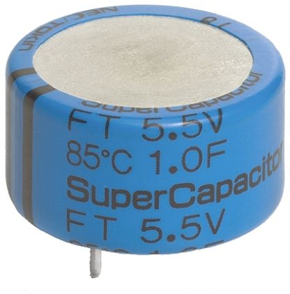 KEMET Supercondensateur, 0.1F, 5.5V C.c., Traversant, 11.5 (Dia.) X 8.5mm, Pas De 5.08mm, -40 °C → +85 °C.