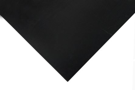 RS PRO Tapis Isolant, 1m X 1m X 4mm, En Elastomère Noir, Antidérapant