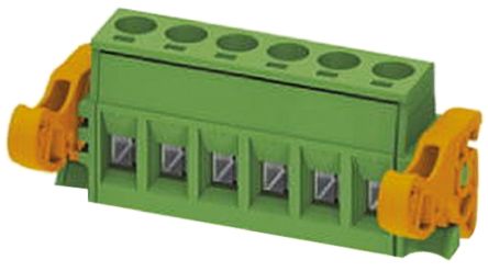 Phoenix Contact 5.08mm Pitch 6 Way Pluggable Terminal Block, Plug, Cable Mount, Screw Termination