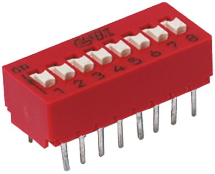 C & K THT DIP-Schalter Verlängert 1-stellig 1-poliger Ein-/Ausschalter, Kontakte Vergoldet 25 MA @ 25 V Dc, Bis +85°C