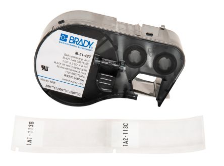 Brady B-427 Self-laminating Vinyl Black On White/Transparent Label Printer Tape, 25.4 Mm Width, 63.5mm Label Length