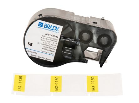Brady Cinta Para Impresora De Etiquetas, Color Negro Sobre Fondo Amarillo/transparente, 180, Para Usar Con BMP41,