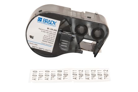 Brady B-498 Repositionable Vinyl Black On White Label Printer Tape, 25.4 Mm Width, 48.26mm Label Length