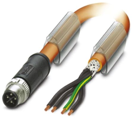 Phoenix Contact Cable De Conexión, Con. A M12 Macho, 4 Polos, Con. B Sin Terminación, Cod.: S, Long. 3m