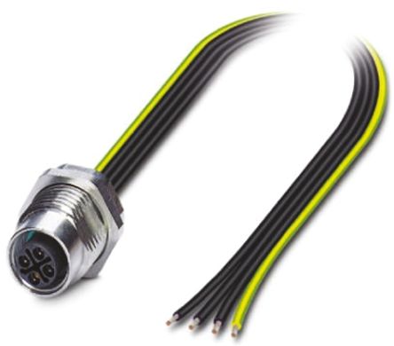 Phoenix Contact Straight Female 4 Way M12 To Unterminated Sensor Actuator Cable, 5m