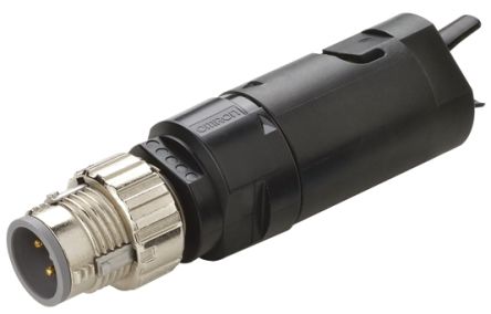 Omron Circular Connector, 4 Contacts, Cable Mount, M12 Connector, Plug, Male, IP67, XS5 Series