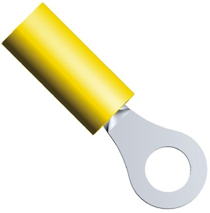 TE Connectivity, PIDG Insulated Ring Terminal, M2.5 (#4) Stud Size, 0.1mm² To 0.26mm² Wire Size, Yellow