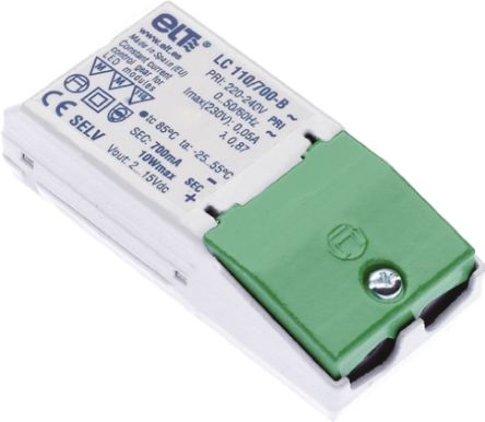 ELT Driver LED Corriente Constante, IN: 198 → 264 V, OUT: 6 → 16V, 700mA, 10W, No Regulable