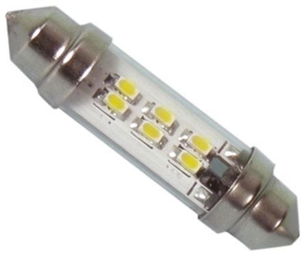 JKL Components LED汽车灯泡, 24 V 交流/直流, 白色, 10.7mm直径, 尖浪形