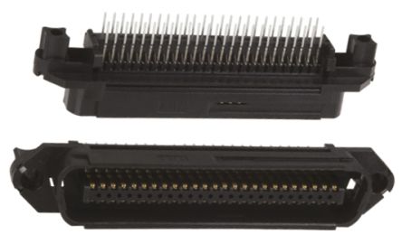 TE Connectivity Conector Hembra Para PCB Serie CHAMP, De 50 Vías En 1 Fila, Paso 2.16mm, Montaje En PCB, Terminación