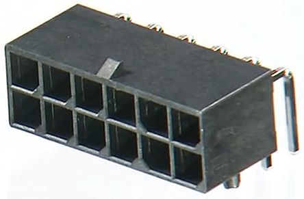 Molex Mega-Fit Leiterplatten-Stiftleiste Gewinkelt, 12-polig / 2-reihig, Raster 5.7mm, Kabel-Platine,
