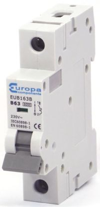 Europa EUB MCB Leitungsschutzschalter Typ B, 1-polig 63A 230 V Ac, 240 V Ac EUB1