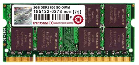 Transcend Arbeitsspeicher Für Laptop, 2 GB, 800MHz DDR2 SODIMM PC2-6400