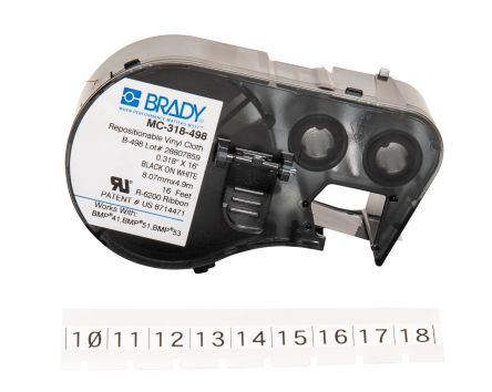 Brady B-498 Repositionable Vinyl Beschriftungsband Schwarz Für BMP41, BMP51, BMP53 Auf Weiß