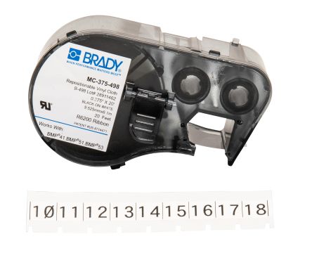 Brady B-498 Repositionable Vinyl Beschriftungsband Schwarz Für BMP41, BMP51, BMP53 Auf Weiß