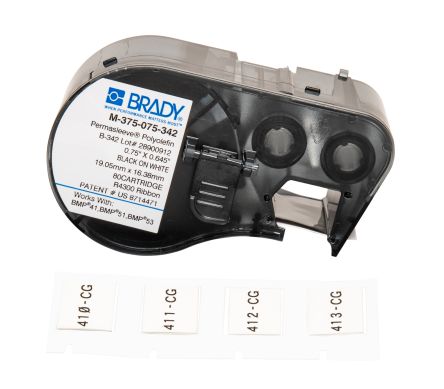 Brady Cinta Para Impresora De Etiquetas, Color Negro Sobre Fondo Blanco, Para Usar Con BMP41, BMP51, BMP53